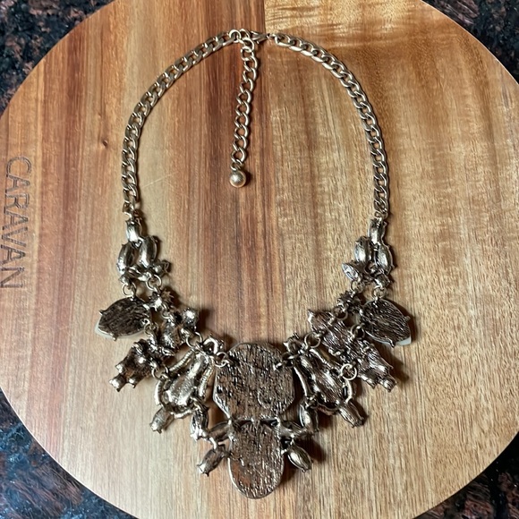 Glam Bib Statement Necklace Crystals Gold Silver Cream Gems - Picture 3 of 5